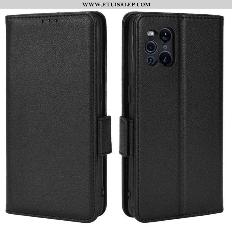 Skórzany Futerał do Oppo Find X3 Pro Etui Folio Flap Double Litchi Nowe Kolory